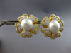 EXTRA LARGE 4.74CT DIAMOND & AAA SOUTH SEA PEARL 18K YELLOW GOLD FLOWER EARRINGS