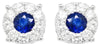 2.09CT DIAMOND & AAA SAPPHIRE 14KT WHITE GOLD 3D ROUND HALO FLORAL STUD EARRINGS