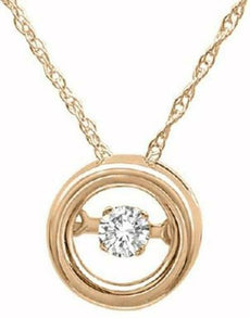 ESTATE .08CT DANCING DIAMOND 14KT ROSE GOLD CLASSIC SOLITAIRE FLOATING PENDANT