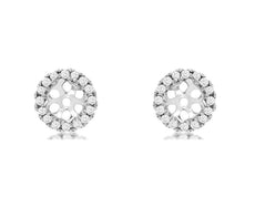 ESTATE .13CT DIAMOND 14KT WHITE GOLD 3D CLASSIC ROUND EARRING JACKETS