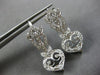 LARGE .60CT DIAMOND 14KT WHITE GOLD 3D HEART FILIGREE LEVERBACK HANGING EARRINGS