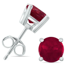 ESTATE 1.26CT AAA RUBY 14KT WHITE GOLD 3D CLASSIC 4 PRONG STUD EARRINGS