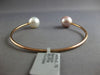 AAA WHITE & PINK SOUTH SEA PEARL 14KT ROSE GOLD 3D FLEXIBLE LOVE BANGLE BRACELET