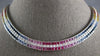 WIDE & LONG 21.34CT DIAMOND & AAA MULTI COLOR SAPPHIRE 14KT WHITE GOLD NECKLACE