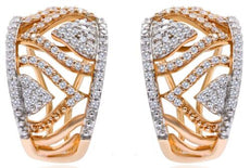 ESTATE WIDE .64CT DIAMOND 14KT ROSE GOLD MULTI LEAF CLIP ON FUN HANGING EARRINGS