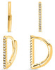 .05CT DIAMOND 14KT YELLOW GOLD 3D CLASSIC ROUND BAR LEVERBACK HANGING EARRINGS
