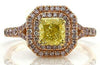 LARGE 1.54CT PINK & FANCY YELLOW DIAMOND 18KT YELLOW & ROSE GOLD ENGAGEMENT RING
