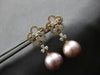 LARGE 1.11CT DIAMOND & AAA PINK SOUTH SEA PEARL 18KT ROSE GOLD HANGING EARRINGS