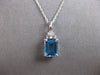 2.58CT DIAMOND & AAA BLUE TOPAZ 14KT WHITE GOLD 3D EMERALD CUT & ROUND PENDANT