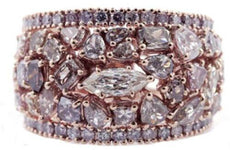 3.94CT WHITE & PINK DIAMOND 18KT WHITE & ROSE GOLD MULTI SHAPE ANNIVERSARY RING