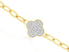 ESTATE .25CT DIAMOND 14KT YELLOW GOLD 3D PAVE FLOWER OVAL LINK LOVE BRACELET