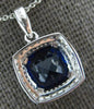 2.90CT DIAMOND & AAA SAPPHIRE 14KT WHITE & ROSE GOLD 3D CUSHION & ROUND PENDANT