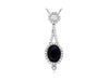1.80CT DIAMOND & AAA SAPPHIRE 14KT WHITE GOLD 3D OVAL TEAR DROP FLOATING PENDANT