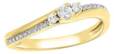 .20CT DIAMOND 14KT YELLOW GOLD 3D 3 STONE PAST PRESENT FUTURE DIAGONAL LOVE RING