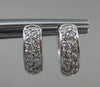 ESTATE WIDE .64CT DIAMOND PAVE 2 ROW 14KT WHITE GOLD HUGGIE EARRINGS FVS #20286