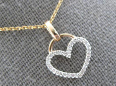 ESTATE .10CT DIAMOND 14KT ROSE GOLD 3D CLASSIC OPEN HEART LOVE FLOATING PENDANT
