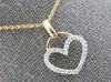 ESTATE .10CT DIAMOND 14KT ROSE GOLD 3D CLASSIC OPEN HEART LOVE FLOATING PENDANT