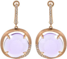 12.19CT DIAMOND & AAA AMETHYST 14KT ROSE GOLD MATTE & SHINY FUN HANGING EARRINGS