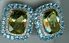 LARGE 17.03CT DIAMOND & AAA BLUE TOPAZ & LEMON QUARTZ 14KT WHITE GOLD EARRINGS