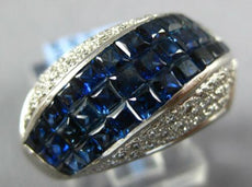 5.02CT DIAMOND & AAA SAPPHIRE 18KT WHITE GOLD 3D MULTI ROW PRINCESS & ROUND RING