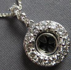 .46CT DIAMOND 18K WHITE GOLD 3D SOLITAIRE ROUND HALO SEMI MOUNT FLOATING PENDANT