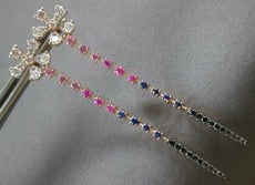 1.38CT WHITE & BLACK DIAMOND & AAA MULTI COLOR SAPPHIRE 14KT ROSE GOLD EARRINGS