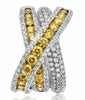 2.22CT WHITE & FANCY YELLOW DIAMOND 18KT WHITE GOLD CRISS CROSS ANNIVERSARY RING