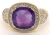 3.37CT DIAMOND & AAA AMETHYST 14KT YELLOW GOLD CUSHION & ROUND SQUARE FUN RING