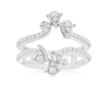 WIDE .65CT DIAMOND 14KT WHITE GOLD 3D FILIGREE V SHAPE INSERT ANNIVERSARY RING