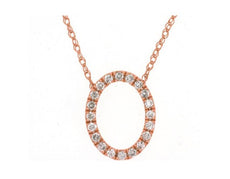 ESTATE .15CT DIAMOND 14KT ROSE GOLD 3D CLASSIC OPEN OVAL FUN LOVE NECKLACE