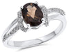 ESTATE 1.25CT DIAMOND & AAA SMOKY TOPAZ 14KT WHITE GOLD 3D OVAL & ROUND FUN RING