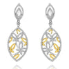 LARGE 1.54CT DIAMOND 18KT 2 TONE GOLD BUTTERFLY TEAR DROP LOVE HANGING EARRINGS