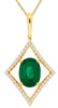 1.25CT DIAMOND & AAA EMERALD 14KT YELLOW GOLD OVAL & ROUND GEOMETRICAL PENDANT
