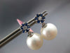 .50CT DIAMOND & AAA SAPPHIRE & SOUTH SEA PEARL 14KT WHITE GOLD FLOWER EARRINGS