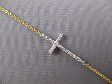 ESTATE .06CT DIAMOND 14KT WHITE & YELLOW GOLD 3D SIDEWAY CLASSIC CROSS BRACELET