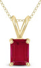 ESTATE .40CT AAA RUBY 14KT YELLOW GOLD 3D EMERALD CUT SOLITAIRE FLOATING PENDANT
