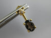 1.02CT DIAMOND & AAA SMOKY TOPAZ 14KT YELLOW GOLD OVAL & ROUND HANGING EARRINGS
