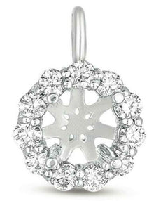 .46CT DIAMOND 14KT WHITE GOLD 3D ROUND 4 PRONG HALO SEMI MOUNT FLOATING PENDANT