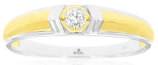 ESTATE .12CT DIAMOND 14KT WHITE & YELLOW GOLD CLASSIC SOLITAIRE ROUND MENS RING