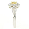 .85CT WHITE & FANCY YELLOW DIAMOND 18KT 2 TONE GOLD 3D OVAL HALO ENGAGEMENT RING