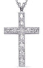 ESTATE .57CT DIAMOND 14KT WHITE GOLD CLASSIC PAVE ROUND CROSS FLOATING PENDANT