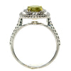 1.40CT WHITE & FANCY YELLOW DIAMOND 18KT 2 TONE GOLD DOUBLE HALO ENGAGEMENT RING
