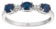 .76CT DIAMOND & AAA SAPPHIRE 14KT WHITE GOLD 3D OVAL & ROUND 3 STONE LOVE RING