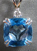 2.44CT DIAMOND & AAA BLUE TOPAZ 14K WHITE GOLD 3D CUSHION & ROUND SQUARE PENDANT