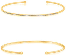 ESTATE .16CT DIAMOND 14KT YELLOW GOLD ROUND BAR ADJUSTABLE FUN BANGLE BRACELET