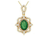 .95CT DIAMOND & AAA EMERALD 14K YELLOW GOLD ROUND & OVAL SQUARE FLOATING PENDANT