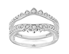 .25CT DIAMOND 14KT WHITE GOLD CLASSIC FILIGREE INSERT WEDDING ANNIVERSARY RING