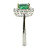 1.36CT DIAMOND & AAA EMERALD 18K 2 TONE GOLD SQUARE & ROUND HALO ENGAGEMENT RING