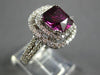 LARGE 4.80CT DIAMOND & AAA RHODOLITE 14KT WHITE GOLD DOUBLE HALO ENGAGEMENT RING