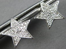 ESTATE .28CT DIAMOND 14KT WHITE GOLD 3D CLASSIC STAR FUN LOVE STUD EARRINGS